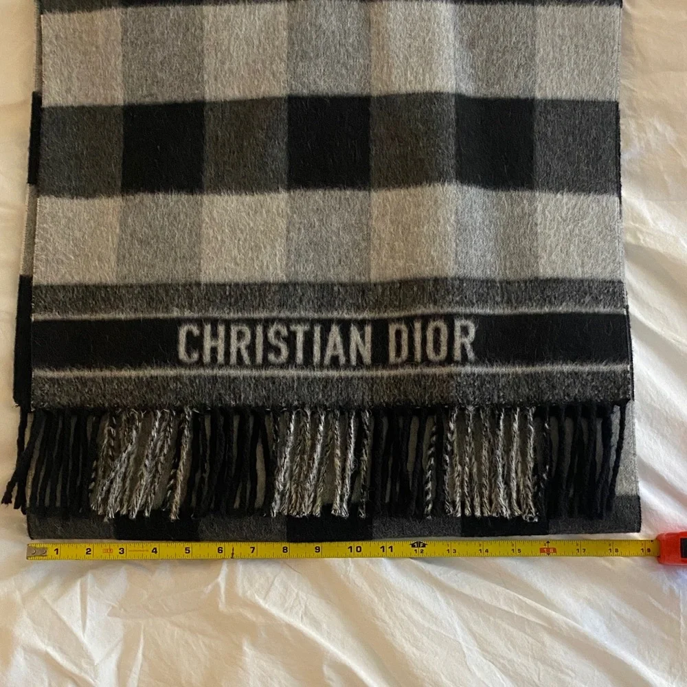 Dior Black and Gray Plaid Scarf